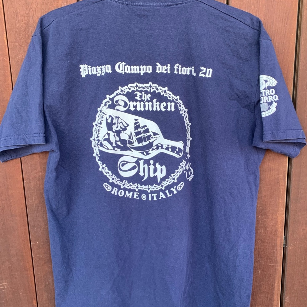 The Drunken Ship Short Sleeve Navy Blue Tee Size Large
